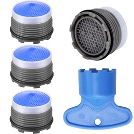 4PCS Faucet Aerator and 1PCS Faucet Aerator Key, 18.5mm Water Saving Flow Restrictor Set Replacement Parts for Kitchen High Speed Bathroom Sink Aerator (1.5GPM)