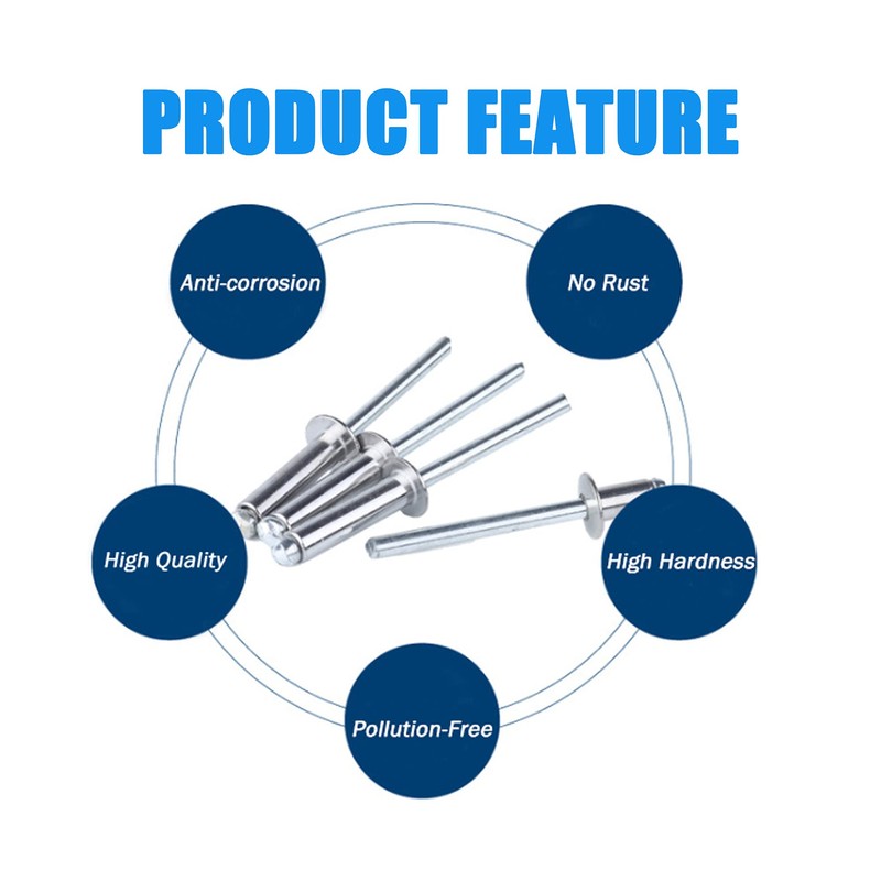 BESTYCHAO 180pcs 6 Sizes Aluminum Blind Rivets, Pop Rivets Assortment