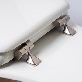 MAYFAIR 844BN 000 Toilet Seat with Brushed Nickel Hinges will Never Come Loose, ROUND , White, 1 Pack - ROUND