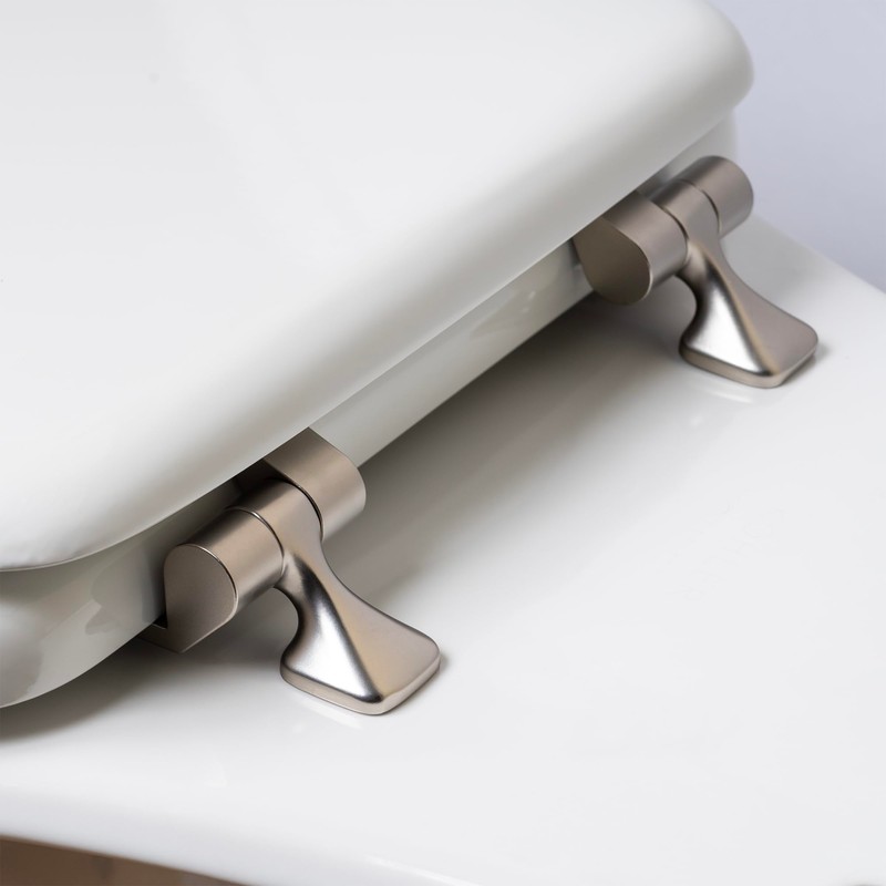 MAYFAIR 844BN 000 Toilet Seat with Brushed Nickel Hinges will