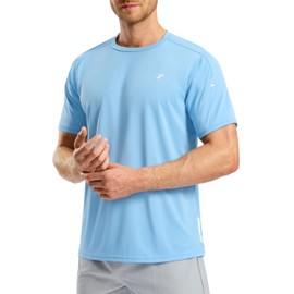 Pudolla Men's Workout Running T-Shirts Lightweight Quick Dry Athletic Gym Shirts for Men Short Sleeve Sport Tee Tops(Haze Blue X-Large)