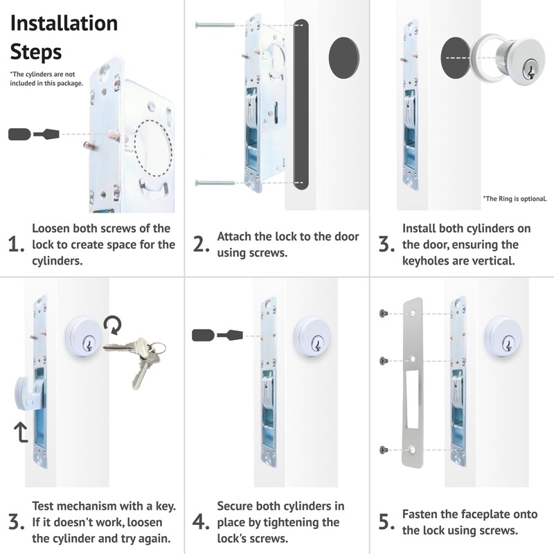 elox Storefront Narrow Stile Mortise Door Lock Hookbolt, 31/32 Backset,