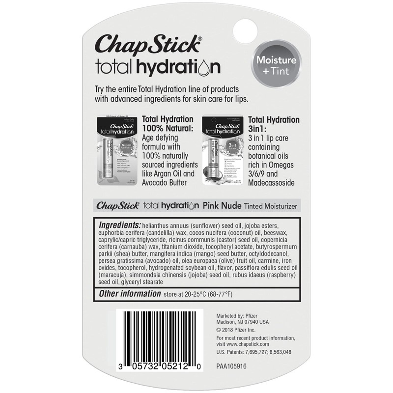 ChapStick Total Hydration Moisture + Tint, Pink Nude Tinted Lip