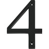 Distinctions 843144 Black Flush-Mount 4-Inch House Number 4