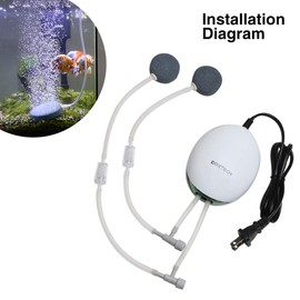 Boxtech Aquarium Air Pump,Oxygen Fish Air Pump with Adjustable Air Valve, Fish Tank Air Pump with Accessories Tube, Bubble Stone and Check Valve, Fish Tank Aerator Kit