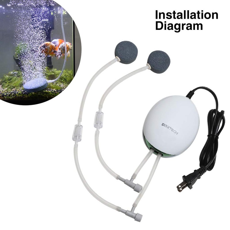 Boxtech Aquarium Air Pump,Oxygen Fish Air Pump with Adjustable Air