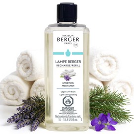 MAISON BERGER - Fresh Linen - AIr Freshener - Lampe Berger Fragrance Refill for Home Fragrance Oil Diffuser - 33.8 Fluid Ounces - 1 Liter