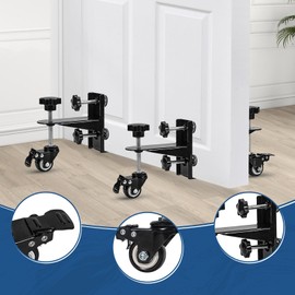 Heavy-Duty Door Installation tools, Door Installation Kit, 2-Piece Door Dolly with wheels for 0.8 to 2.36 inch Thick Pre-Hung, Front, and Slab Doors, Door Lifter(two fixed knobs)