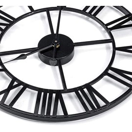 Large Outdoor Indoor Waterproof Metal Wall Clock, Completely Silent, 24 inch Roman Numerals Vintage Art Decor Modern Clocks, Mid-Century Battery Operated Home Decorative for Kitchen,Bedroom,Office