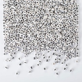 Naler 1200 Abalorios Letras Cuadradas Cuentas Alfabeto para Pulseras DIY Manualidades(6mm, 26 Letras)