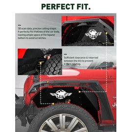 Soldier Front&Rear Inner Fender Liners Aluminum compatible with Jeep Wrangler JL JLU 2018 2019 2020 2021 2022 2023 Unlimited Sahara Rubicon Freedom Sport 2/4-Door(No fit 2020-2022 Gladiator JT)