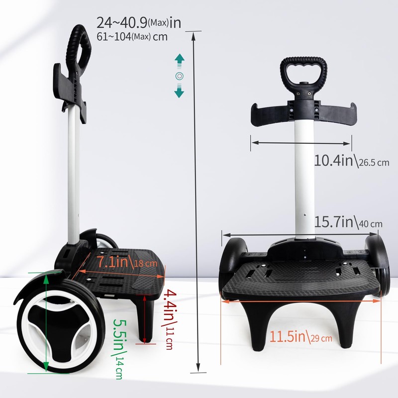 Backpack Trolley, Wheeled Cart with Noiseless Large Wheels Aluminium Alloy