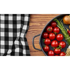 Native Fab - Paquete de 4 toallas de cocina con lazo para colgar, 16 x 26 pulgadas, toallas de cocina de algodón a cuadros para limpiar el secado, paños de tela suaves y absorbentes, toalla de bar, paño de plato, color negro