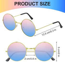 NEBURORA 12 Pairs Round Hippie Sunglasses Metal Frame Colored Circle Glasses for Women Men 70s Retro Disco Party Accessory