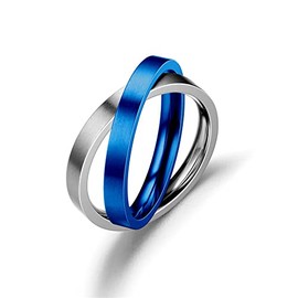 COLORFUL BLING Anillos giratorios dobles entrelazados para mujeres y hombres, de acero inoxidable, para aliviar el estrés, la ansiedad, Fidget Jewelry, Metal, Inoxidable,