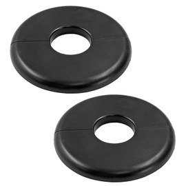 Waziaqoc 2 Pcs Wall Split Flange, ABS Round Self-Adhesive Escutcheon Plate Buckles for 1.04 Inch /26 mm Diameter Pipe(Black)