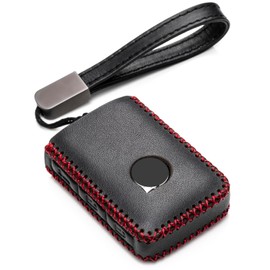 Vitodeco - Funda de Piel auténtica para Llavero Inteligente Compatible con Volvo XC40, XC60, XC90, S90, S60, V60, V90 2019-2024 (4 Botones, Negro/Rojo)