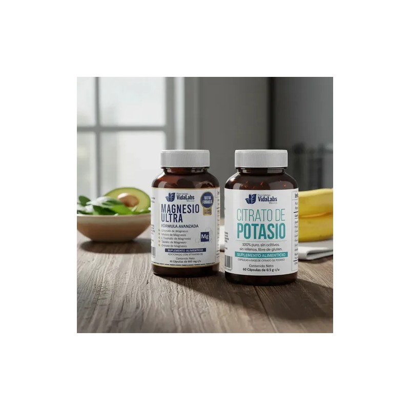 Pack Magnesio Potasio Nutrientes Vidalabs México Cápsulas