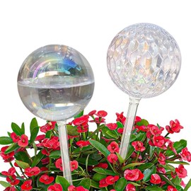 Vividaire 17 Oz 2 Weeks Glass Plant Watering Globes Large for Indoor Outdoor Potted Plants Self Watering Planter Insert Bulbs Water Plants While Away Vacation Devices (Iridescent Large 2-Pack)