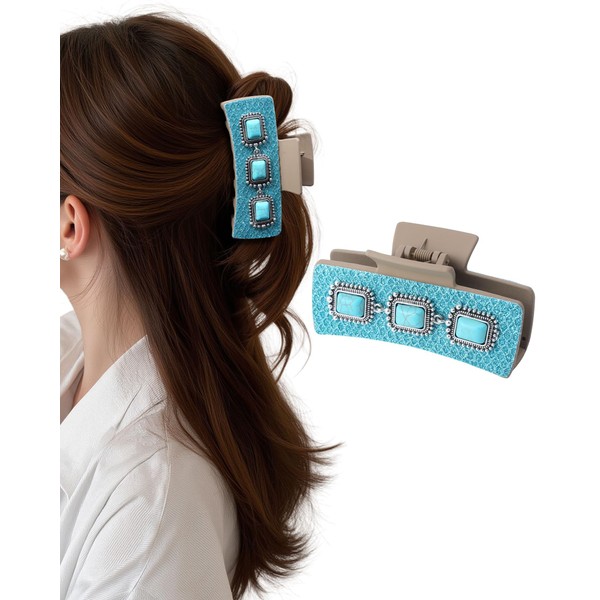 ACECHA Western Hair Claw Clips for Women, Turquoise Stone -