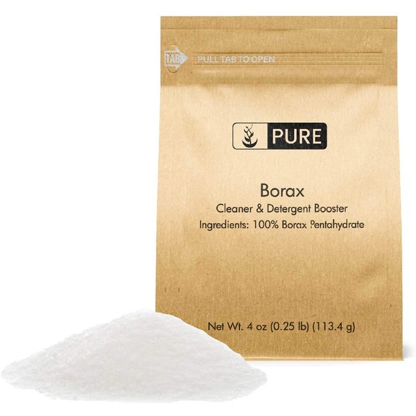 PURE Borax Powder (4 oz), Pure Borax, Multipurpose Cleaning Agent, Ideal Slime Ingredient