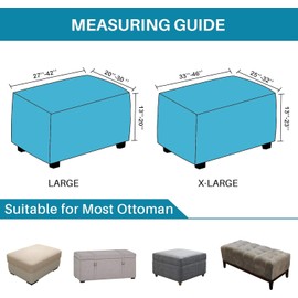 LiveGo Velvet Ottoman Cover Large Size, Stretch Footstool Cover, Rectangle Ottoman Slipcover, Soft Rectangle Foot Stool Protector for Living Room(Deep Teal, Footstools & Ottomans Not Included)