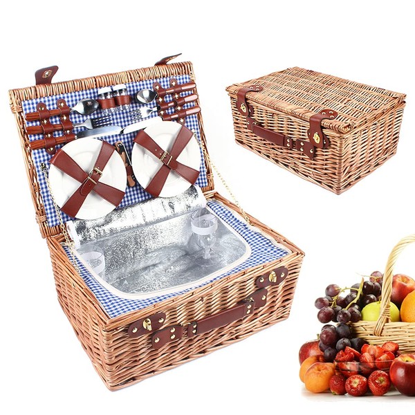 Picnic Basket Set for 4 Persons Willow Hamper Basket Sets