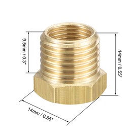 sourcing map Brass Pipe Fitting Reducer Adapter 1/4" BSPP Male x 1/8" BSPP Female for Water Oil Air Pressure Gauge Temp Sensor