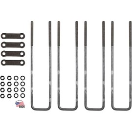 Buyers Products UB623520 20" Square Bend U-Bolt Kit, 4 Complete U Bolt Kits, 5/8" Bolt, 1/2" x 4 1/4" Tie Bars, Grade 5 Equivalent Hardware