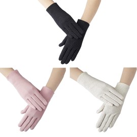 SUNTRADE 3. (two) UV gloves, sun protection, cycling gloves in summer, outdoor cycling gloves, Pink + white + black, black, white