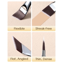 EIGSHOW Angled Flat Foundation Brush (E870) – Professional Vegan Makeup Brush with Soft Synthetic Bristles for Flawless, Streak-Free Application – Ideal for Blending Liquid & Cream Foundation, Face Masks, and BB/CC Creams