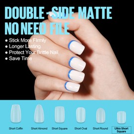 TOMICCA Nail Tips and Glue Gel Kit, 4 In 1 Nail Glue and Base Gel with Extra Short Square Nail Tips Nail Extension Kit, DIY Nail Art Acrylic Nail Kit Easy Nail Extension Set, 15 Size 150Pcs