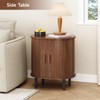 ONBRILL Oval End Table with Storage & Charging Station, Fluted