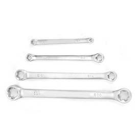 Ring Spanner Set, 4 Pieces/Set E8-E24 Hexagonal Wrench Double End E Cr-Mo Pentalobe Screw Wrench Set E-Torx Double Ratchet Wrench Car Repair Tool Car Repair Tool