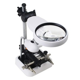 ToolUSA LED Clamp Magnifier | 3 Lenses (3.5X, 5X, 8X) | 6 LED Lights | Dual Power (Battery/USB) | 2 Clamps & Soldering Holder