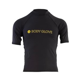 Body Glove Men Standard Basic Fitted Short Sleeve Rashguard-M-Black, Medium