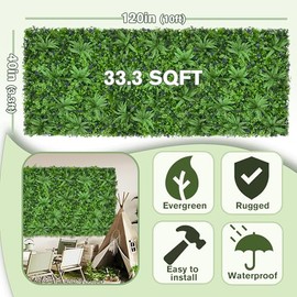 DOPGIB DOPGIB Greenery Grass Wall Boxwood Plant Roll: 40"x120"34 SQFT with UV Resistant Leaves Artificial Ivy Privacy Hedge Fence Screen for Backdrop,Garden and Indoor Outdoor Plant Wall Panel Covering
