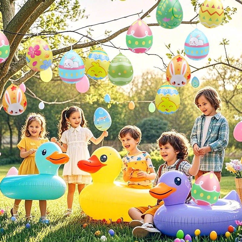 Larber 24 Pcs 9 Inch Inflatable Easter Eggs Outdoor PVC