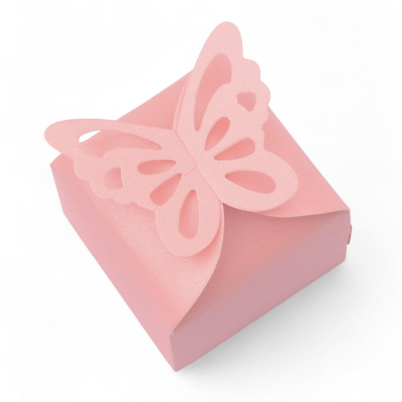 AKORD Butterfly Wedding Favour Boxes Candy Gift Boxes 30pcs (Pink)