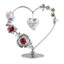 Crystocraft Love Heart Ornament With Bohemian Crystals Gift Boxed Red & Pink Crystals Silver Chrome Plated Figurine For Mum Nan Sister Friend Daughter Valentines Day Present (For a Special Mum)