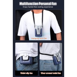 NORMIA RITA 12000mAh Portable Waist Clip Fan with Digital Screen, Clip On Waist Personal Fan Neck Fan, Hands-free Strong Airflow USB Belt Fan for Camping, Cycling, High temperature Workers