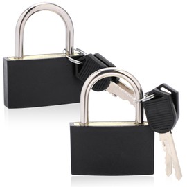 2 Pack Large Key Lock for Locker, 42mm Heavy Duty Pad Lock with Key Black Waterproof Padlocks Keyed Alike Gym Locker Lock for Indoor and Outdoors use