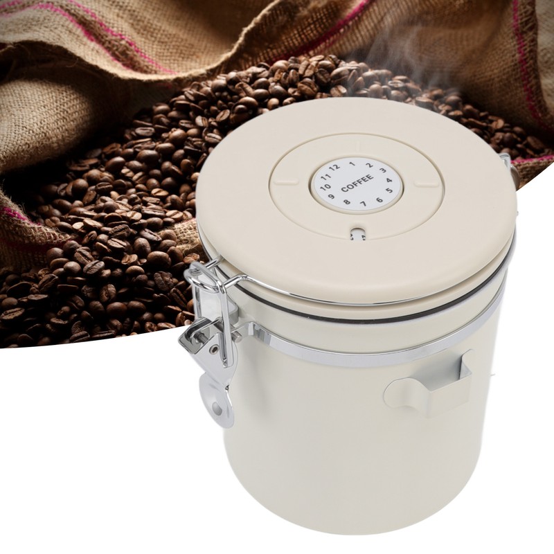 Airtight Coffee Canister 304 Stainless Steel Valve with Scoop for