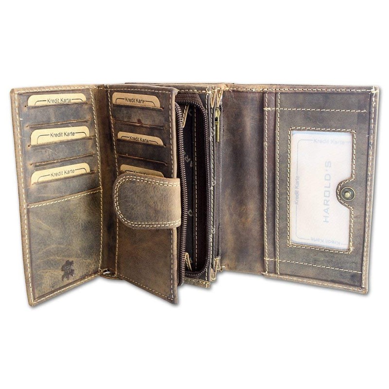 Harold´s Leather Wallet Antik brown Credit Card Purse Woman