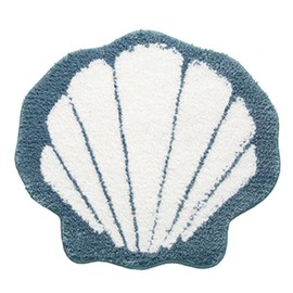 XYRuiHang Cute Shell Shaped Bathroom Rugs Mats Shaggy Fluffy Irregular Bath Rugs Anti Slip Absorbent Bathtub Rug Foot Mat Comfy Cozy Bath Mats for Bathroom Lovely Kids Room Rugs 22x19inch (Blue)