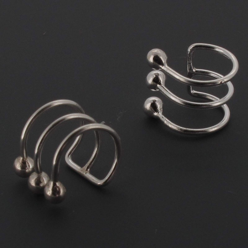 Touch Jewellery 925 Sterling Silver Triple Band with Ball Ear