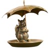 Animal Squirrel Bird Feeder with Umbrella, Outdoor Squirrel Holding Umbrella