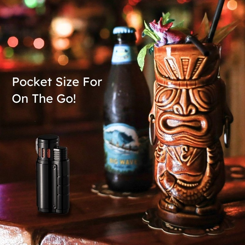 Visol Champ Butane Torch Lighter Triple Flame Refillable Gas, Windproof