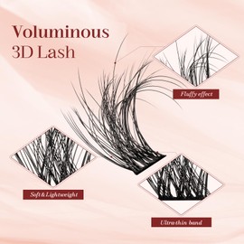 Higu clace Lashes Cluster, individual eyelashes 168pcs lashes 3D Fluffy 18mm Eyelash Extension Individual D Curl Natural Soft False Lashes for Personal Use at Home - Voluminous 18mm