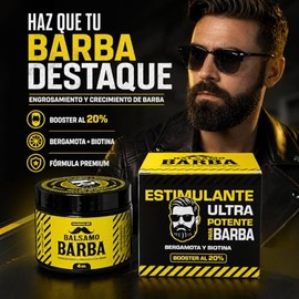 Bálsamo Activador de Crecimiento de Barba con Biotina Alta Concentración y Bergamota 20% | Estimulante para Hombres | Hace Crecer Vello Facial donde n